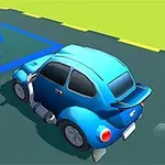 Modré auto zaparkované na vyznačenom mieste s modrým písmenom P