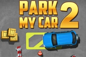 Modré auto parkujúce na vyznačenom mieste vedľa debien a dopravných kužeľov