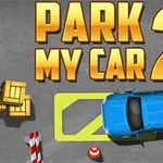 Modré auto parkujúce na vyznačenom mieste vedľa debien a dopravných kužeľov