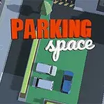 Pohľad zhora na zelené parkovisko s tromi autami a nápisom PARKING space