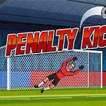 Futbalový brankár skáče na loptu pred bránou, zatiaľ čo hráč v červenom drese stojí napravo