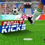 Futbalista v modrých šortkách kopne loptu smerom k bráne na trávnatom ihrisku