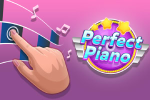 Ružové pozadie s logom Perfect Piano, hviezdičkami, srdcom a ikonou ruky