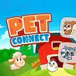 Farebné kreslené zvieratká pred červenou stodolou s názvom PET CONNECT na modrej oblohe