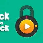 Text Pick a Lock vedľa ilustrácie visiaceho zámku s oranžovým tlačidlom na zelenom pozadí