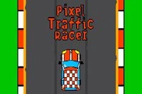 Uhýbaj sa autám a dostaň sa čo najďalej v hre Pixel Traffic Racer