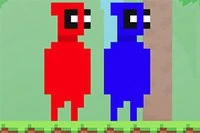 Modrí a červení muži z rodiny pixelpoolu musia bezpečne doraziť k dverám