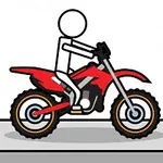 Stickman na červenej motorke na šedých platformách