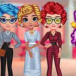 Tri kreslené postavy v retro oblečení stoja vedľa seba pred farebným pozadím s nápisom Popular 80s Fashion Trends