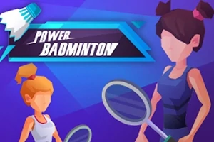 Dvaja animovaní badmintonoví hráči s raketami na farebnom pozadí