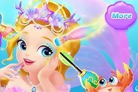 Krásna princezná má rada pekné šaty a krásny make-up