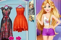 Pomôž Else a Rapunzel obliecť sa na ohúrenie v zábavnej módnej súťaži!