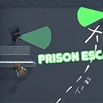 Dvaja strážcovia s baterkami sledujú v noci utekajúceho väzňa s nápisom Prison Escape