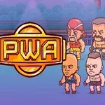 Osem kreslených postavičiek s rôznorodým oblečením a výrazmi tvárí stojí okolo loga s nápisom PWA na modro-fialovom pozadí