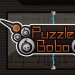 Logo s nápisom Puzzle Bobo s tmavým pozadím a motívom lebiek s krídlami