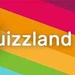 Farebné pruhy s bielym nápisom Quizzland na čele