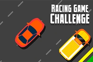 Dve autá, oranžové a žlté, jazdiace po diaľnici s nápisom Racing Game Challenge v pravom hornom rohu