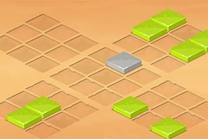 Hracia doska s geometrickými obdĺžnikovými dlaždicami v odtieňoch zelenej a sivej na béžovom pozadí