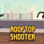 Dvaja pixelovaní postavičky stojace na streche, jeden s puškou a druhý s bazukou, s nápisom ROOFTOP SHOOTER