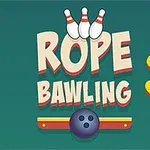 Názov Rope Bawling 3 na zelenom pozadí s grafickými prvkami vrátane bolingových kolkov a gule