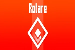 Oranžové pozadie s bielym diamantovým symbolom v strede a nápisom Rotare nad ním