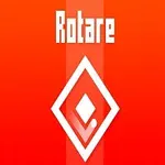 Oranžové pozadie s bielym diamantovým symbolom v strede a nápisom Rotare nad ním