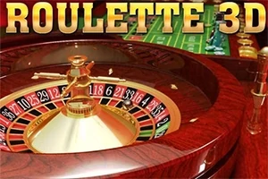 Ruleta v 3D zobrazení s číslami a loptou na drevenom stole