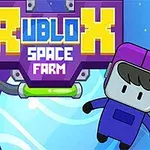 Fialovo-modrý kreslený robot v skafandri na vesmírnom pozadí s hviezdami a futuristickým nápisom