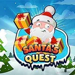 Ilustrácia Santa Clausa držiaceho farebné darčeky so zasneženými stromami v pozadí