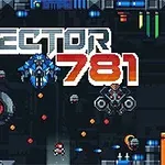 Pixelová grafika s vesmírnou tematikou, plná rôznofarebných mechanických postáv, rakiet a textom SECTOR 781