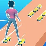 Osoba jazdiaca na skateboardoch po dráhe s viacerými skateboardmi vpredu