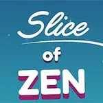 Nápis Slice of Zen na modrom pozadí s ikonou ruky smerujúcej doprava
