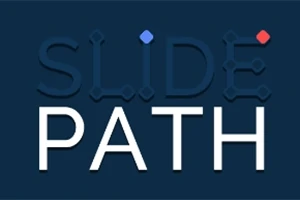 Tmavomodré pozadie s výrazným nápisom SLIDE PATH v bielych a modrých písmenách, s malými červenými a modrými bodkami na vrchole písmen