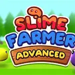 Farebné slizové postavičky na lúke s nápisom Slime Farmer Advanced v popredí