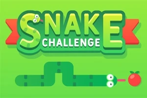 Nápis Snake Challenge na zelenom pozadí s ilustráciou hada a jablka