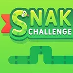 Nápis Snake Challenge na zelenom pozadí s ilustráciou hada a jablka