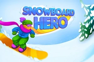 Snehuliak na snowboarde v pestrofarebnom oblečení jazdí z kopca, obklopený zasneženými stromami s veľkým nápisom v pozadí