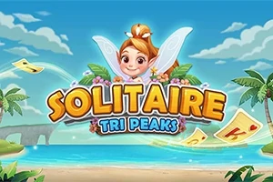 Víla s krídlami v tropickom prostredí pláže s palmami a lietajúcimi kartami
