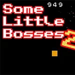 Text Some Little Bosses 2 v červenom pixlovom písme s oranžovo-červenými výbuchmi na čiernom pozadí