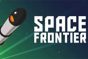 Ilustrácia rakety na tmavomodrom pozadí s nápisom Space Frontier