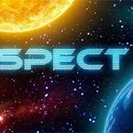Vesmírna scéna s hviezdou v pozadí, planétou v popredí a vesmírnou loďou vpravo, s nápisom SPECT