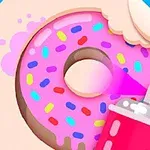 Ružový donut s farebnými posýpkami a plechovkou spreja na modrom pozadí