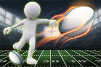 Kombinácia behu a kopu v rugby