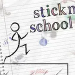 Panáčik beží na papieri s nápisom stickman school run v pozadí