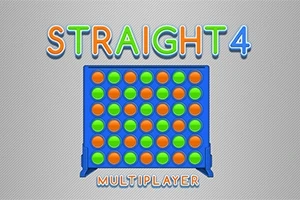 Farebná mriežka s modrou, oranžovou a zelenou kombináciou diskov na šedom pozadí s nápisom STRAIGHT 4 MULTIPLAYER