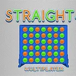 Farebná mriežka s modrou, oranžovou a zelenou kombináciou diskov na šedom pozadí s nápisom STRAIGHT 4 MULTIPLAYER