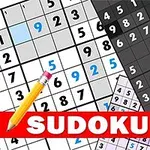 Rôzne mriežky so sudoku číslami a žltou ceruzkou na pozadí s nápisom SUDOKU