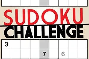 Text SUDOKU CHALLENGE nad časťou mriežky s viditeľnými číslami 3, 7 a 6