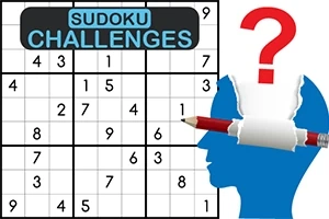 Mriežka so sudoku číslami, modrá silueta hlavy s červenou ceruzkou a červeným otáznikom