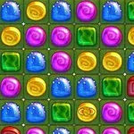 Farebná mriežka s rôznymi geometrickými tvarmi, ktoré zahŕňajú žlté, ružové špirály, modré kvapky s trblietkami a zelené kocky